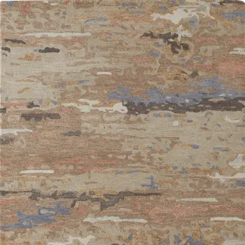 12' X 15' Tan And Blue Wool Abstract Tufted Handmade Area Rug