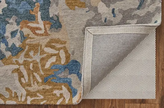 5' X 8' Blue and Gray Wool Abstract Hand Tufted Area Rug