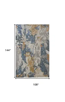 9' X 12' Blue and Gray Abstract Hand Tufted Area Rug