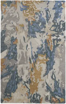 9' X 12' Blue and Gray Abstract Hand Tufted Area Rug