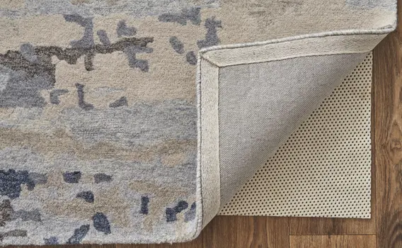 5' X 8' Blue and Ivory Wool Abstract Hand Tufted Area Rug