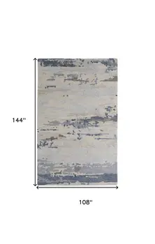 9' X 12' Blue Gray And Ivory Wool Abstract Tufted Handmade Stain Resistant Area Rug