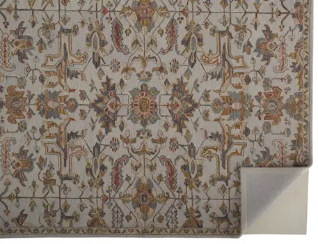5' X 8' Gray And Gold Wool Floral Tufted Handmade Stain Resistant Area Rug