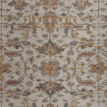 2' X 3' Gray And Gold Wool Floral Tufted Handmade Stain Resistant Area Rug