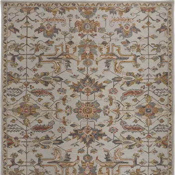 2' X 3' Gray And Gold Wool Floral Tufted Handmade Stain Resistant Area Rug