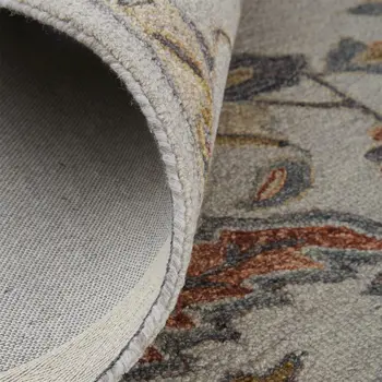 2' X 3' Gray And Gold Wool Floral Tufted Handmade Stain Resistant Area Rug