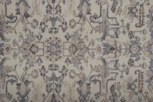 4' X 6' Ivory And Gray Wool Floral Tufted Handmade Stain Resistant Area Rug