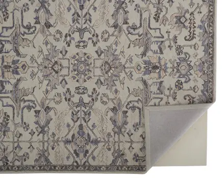 2' X 3' Ivory And Gray Wool Floral Tufted Handmade Stain Resistant Area Rug