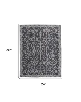 2' X 3' Blue And Gray Wool Floral Tufted Handmade Stain Resistant Area Rug