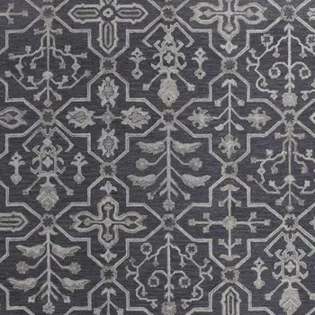 2' X 3' Blue And Gray Wool Floral Tufted Handmade Stain Resistant Area Rug