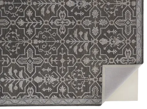 4' X 6' Gray Blue And Ivory Wool Floral Tufted Handmade Stain Resistant Area Rug
