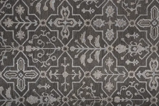 8' X 10' Gray Blue And Ivory Wool Floral Tufted Handmade Stain Resistant Area Rug