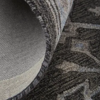 2' X 3' Gray Blue And Ivory Wool Floral Tufted Handmade Stain Resistant Area Rug