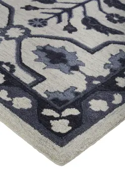 10' X 14' Taupe And Gray Wool Floral Tufted Handmade Stain Resistant Area Rug