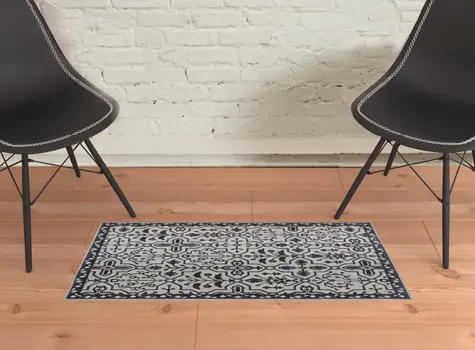 2' X 3' Taupe And Gray Wool Floral Tufted Handmade Stain Resistant Area Rug