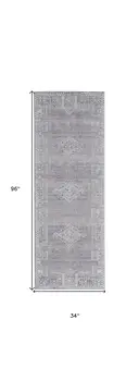 8' Gray Ivory And Orange Geometric Power Loom Distressed Stain Resistant Runner Rug