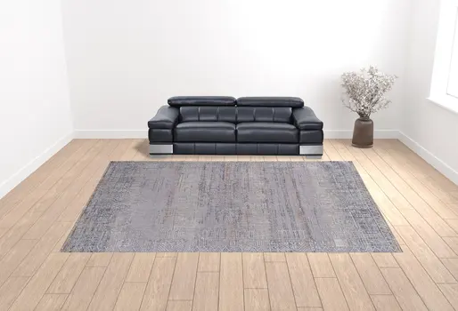 12' X 15' Gray Ivory And Orange Geometric Power Loom Distressed Stain Resistant Area Rug