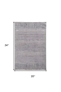 2' X 3' Gray Ivory And Orange Geometric Power Loom Distressed Stain Resistant Area Rug