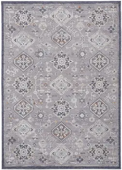 2' X 3' Gray Floral Power Loom Stain Resistant Area Rug