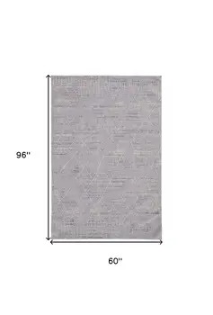 5' X 8' Gray Striped Power Loom Distressed Area Rug