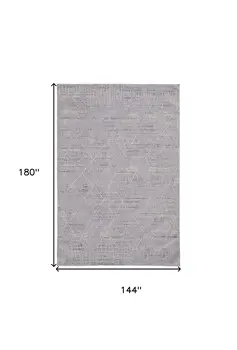 12' X 15' Gray Striped Power Loom Distressed Stain Resistant Area Rug