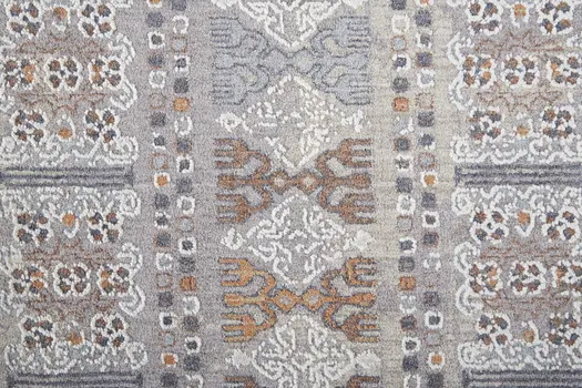 12' X 15' Orange Gray And White Geometric Power Loom Distressed Stain Resistant Area Rug