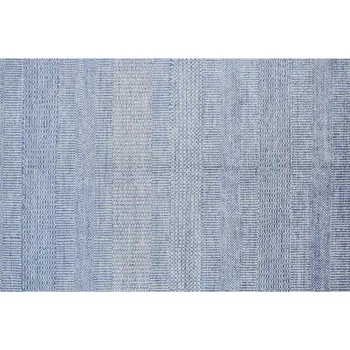 8' X 10' Blue and Silver Wool Striped Hand KNotted Area Rug