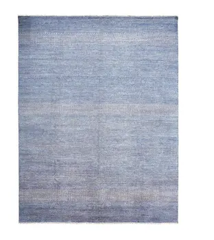 2' X 3' Blue and Silver Wool Striped Hand Knotted Area Rug