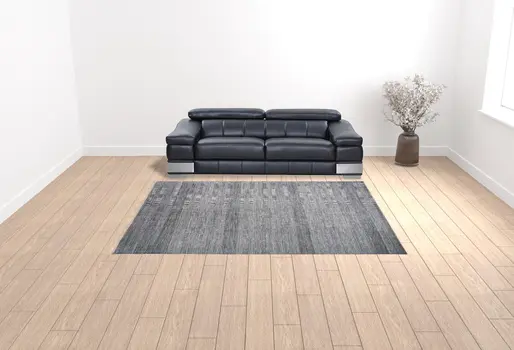 9' X 12' Silver Wool Striped Hand Knotted Area Rug