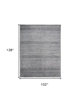 9' X 12' Silver Wool Striped Hand Knotted Area Rug