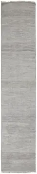 12' Silver Wool Striped Hand Knotted Runner Rug