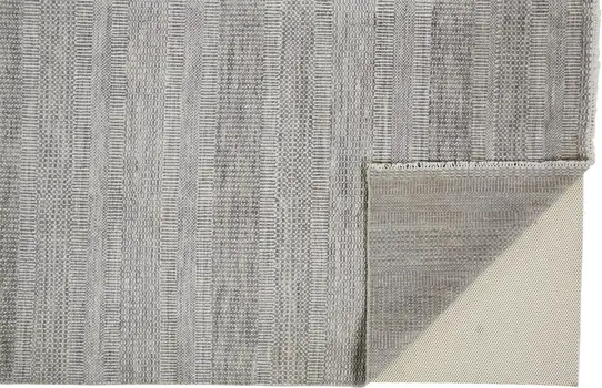 2' X 3' Silver Wool Striped Hand Knotted Area Rug