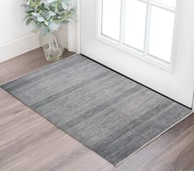 2' X 3' Silver Wool Striped Hand Knotted Area Rug