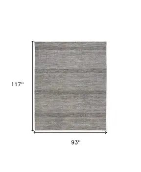 8' X 10' Silver Wool Striped Hand Knotted Area Rug