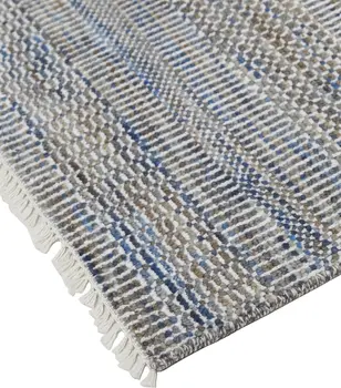 9' X 12' Silver Wool Striped Hand Knotted Area Rug