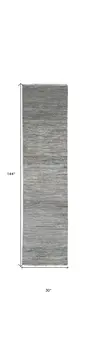 12' Silver Wool Striped Hand Knotted Runner Rug
