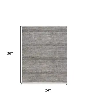 2' X 3' Silver Wool Striped Hand Knotted Area Rug