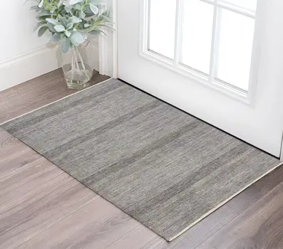 2' X 3' Silver Wool Striped Hand Knotted Area Rug