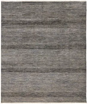 9' X 12' Gray Wool Striped Hand Knotted Area Rug