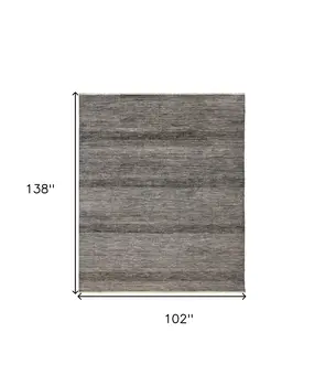 9' X 12' Gray Wool Striped Hand Knotted Area Rug