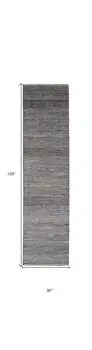 10' Gray Wool Striped Hand Knotted Runner Rug