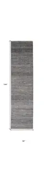 12' Gray Wool Striped Hand Knotted Runner Rug