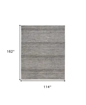 10' X 13' Silver Wool Striped Hand Knotted Area Rug