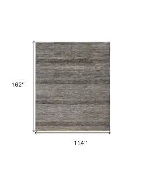 10' X 13' Gray Wool Striped Hand Knotted Area Rug
