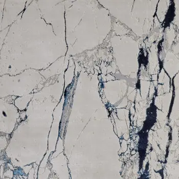 12' X 15' Ivory and Blue Marble Power Loom Distressed Area Rug