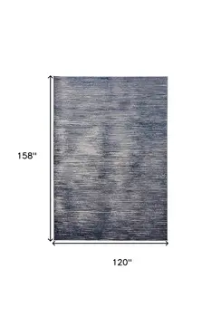 10' X 13' Blue Gray And Ivory Striped Power Loom Distressed Area Rug