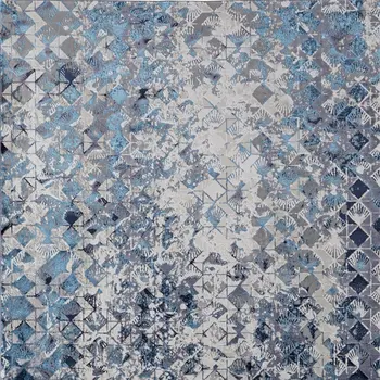 8' X 10' Blue Ivory And Gray Geometric Power Loom Distressed Area Rug
