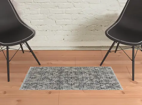 2' X 3' Ivory Gray And Taupe Abstract Power Loom Distressed Area Rug With Fringe