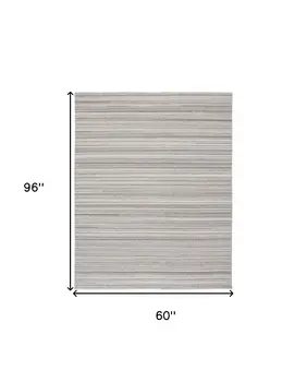 5' X 8' Gray And Taupe Wool Hand Woven Stain Resistant Area Rug