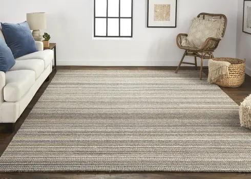 5' X 8' Brown And Taupe Wool Hand Woven Stain Resistant Area Rug